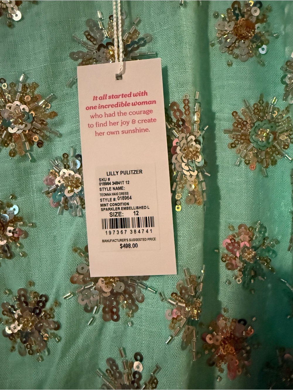 Brand New w/ Tags! Lilly Pulitzer Teonna Beaded Maxi Dress! Size: 12 Retail $498 - Picture 5 of 12